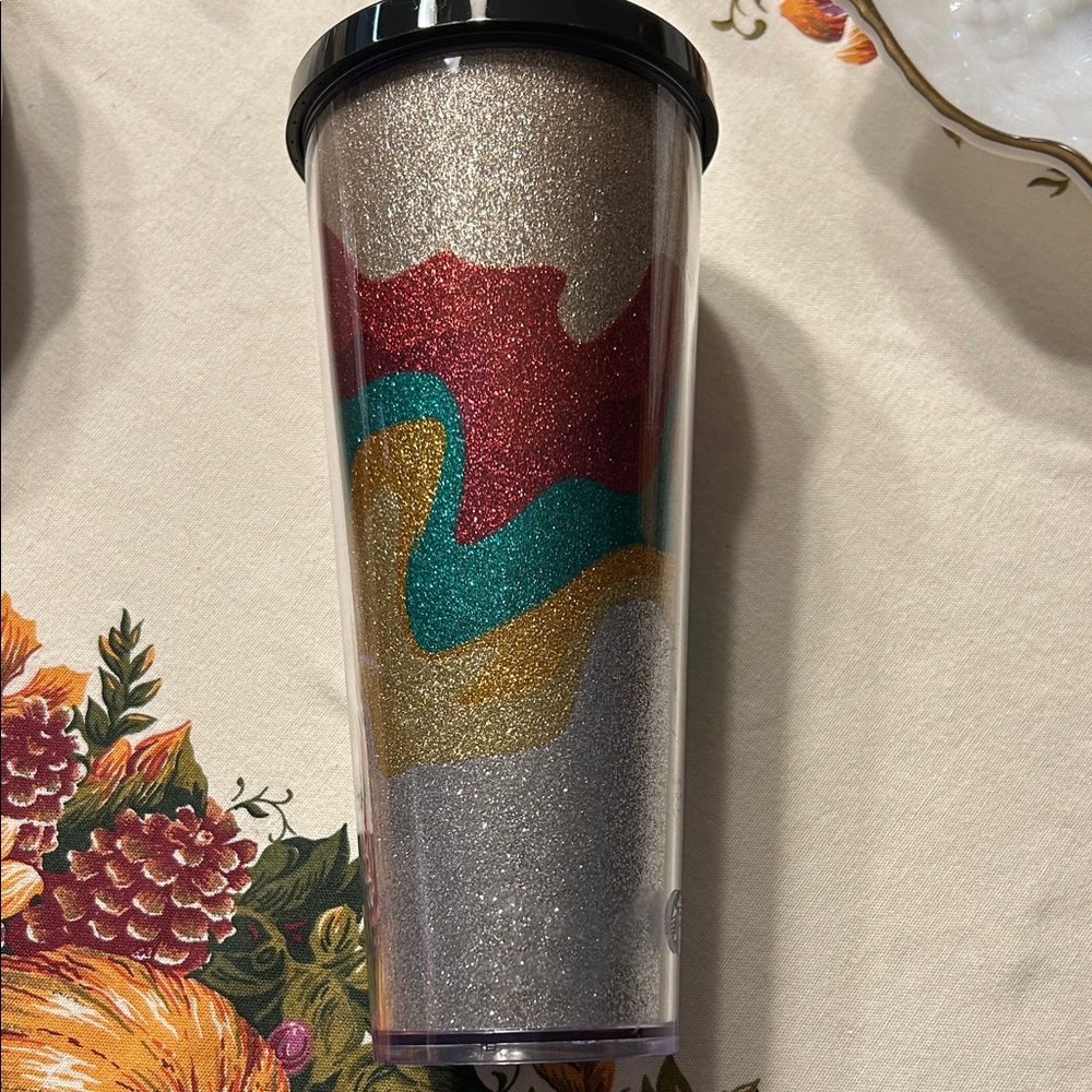 Starbucks Glitter Tumbler with Silver and Gold Accents 24 oz